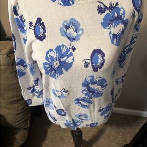 LOFT Blue Floral Knit Top